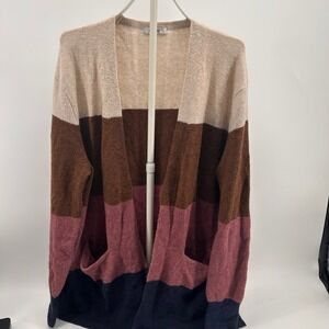 Madewell Colorblock Cardigan Sweater Women's Large Wool Alpaca Open Front Cozy